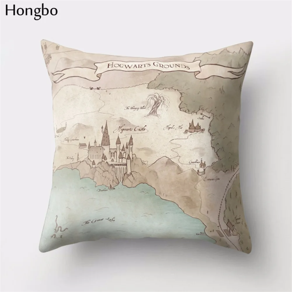 Hongbo 1 шт., винтажный цветной чехол для подушки с рисунком карты мира, чехол для подушки из полиэстера, домашний декор для автомобиля, дивана