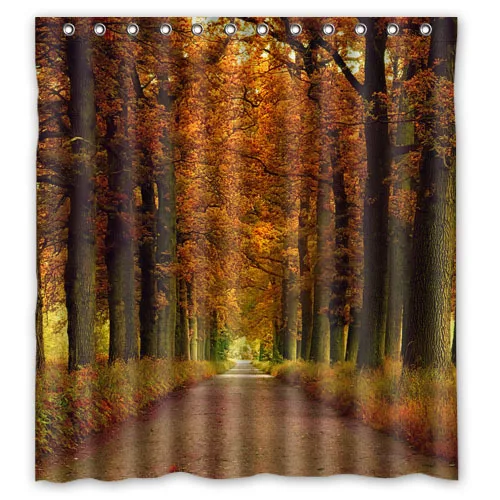 CustomRoads Autumn Trees Avenue Nature&quot Custom Shower Curtain Bath Waterproof MORE SIZES GOOD GIFT! | Дом и сад