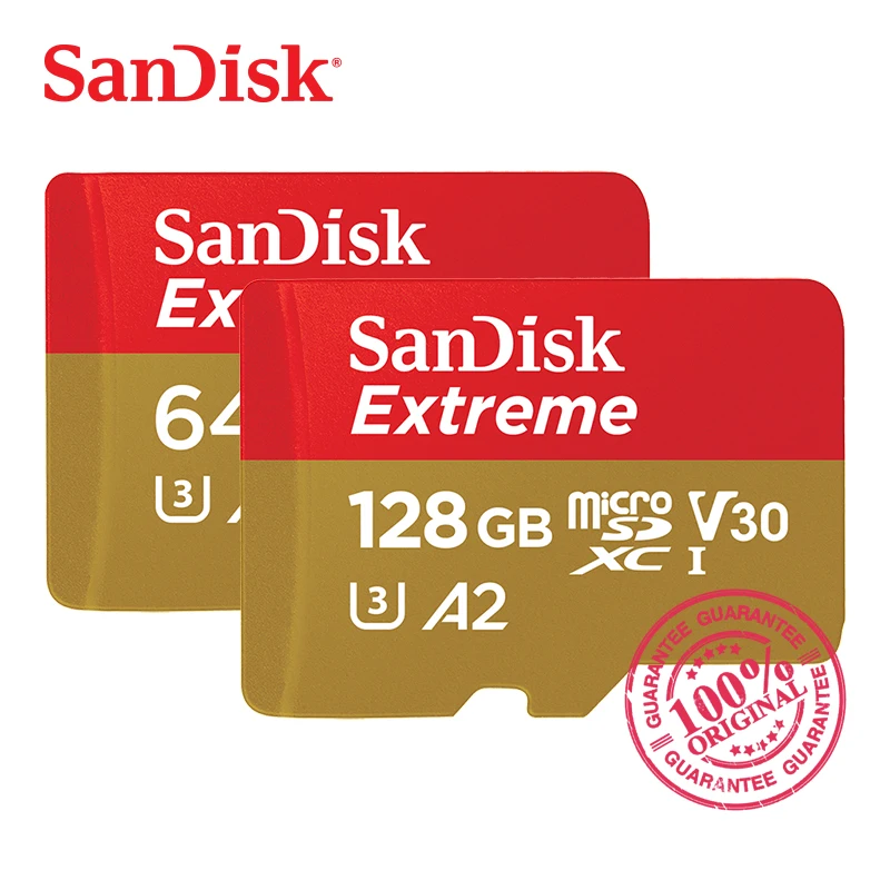 Карты памяти SanDisk Extreme microSD UHS-I microSDHC/microSDXC транс флэш-карты C10 U3 V30 A1 A2 32 ГБ 64 ГБ 128 ГБ 256 ГБ TF карты