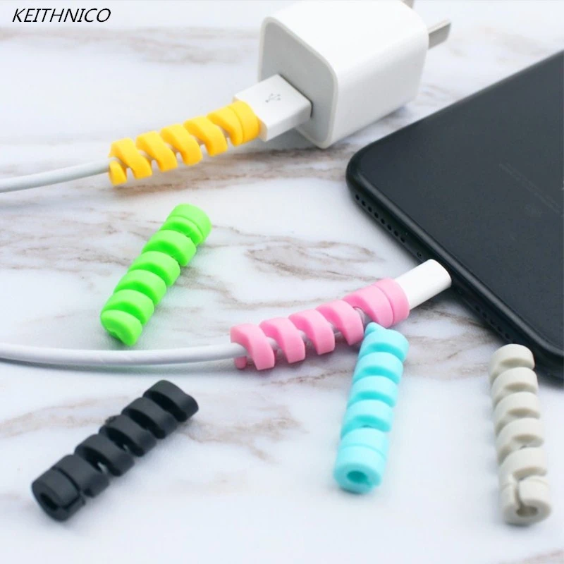 5pcs Spiral Cable Protector For Iphone Charger Cable Data Line Usb Cable Protector Silicone Bobbin Winder Protective Case Cover Cable Winder Aliexpress