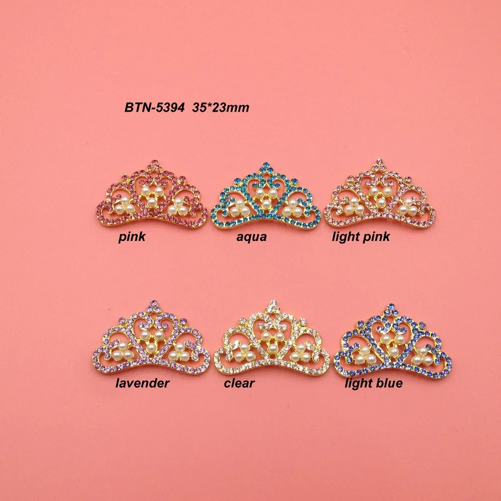 

Free shipping 35*23mm gold plating pearl rhinestone crown tiara flatback 100PCS/LOT CAN choose colors(BTN-5394)