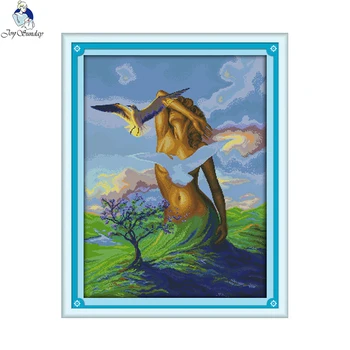 

Earth Goddess Painting Patterns Counted Printed on Canvas DMC 11CT 14CT Chinese Cross Stitch kit Needlework Embroidery Crafts