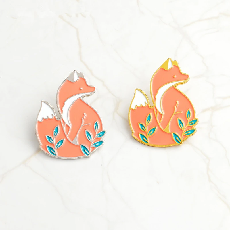QIHE-JEWELRY-Fox-pin-Animal-pin-Cute-Animal-Woodland-Fox-Badges-Brooches-Lapel-pin-Fox-jewelry