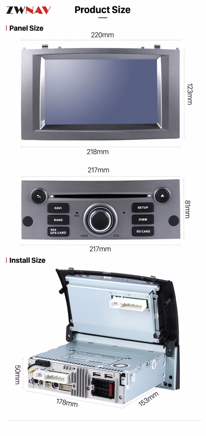 Discount Android 9 8 Core 4+46 GB With DSP For Peugeot 407 2004-2010 Car GPS Navi Radio Screen android Display Car multimedia player DVD 3
