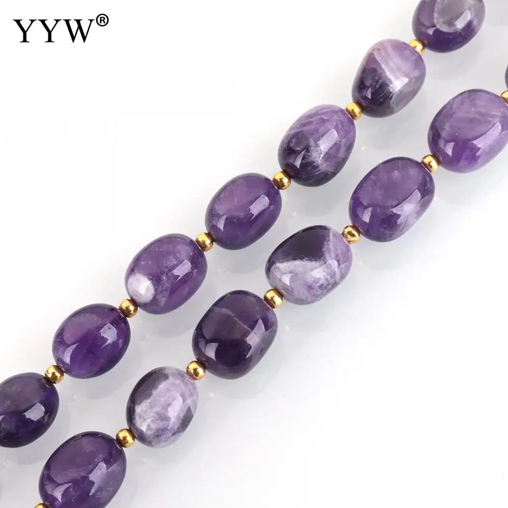 

Natural Purple Amethysts Round Beads Oval 14-15x10-12x9-11mm natural stone for women DIY Bracelet Necklace Jewelry Making