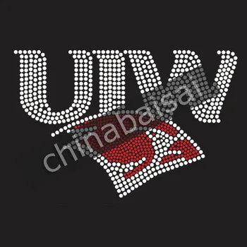 

The "UIW" and red eagle 6.5*4.3 Rhinestone Transfer Motif Designs