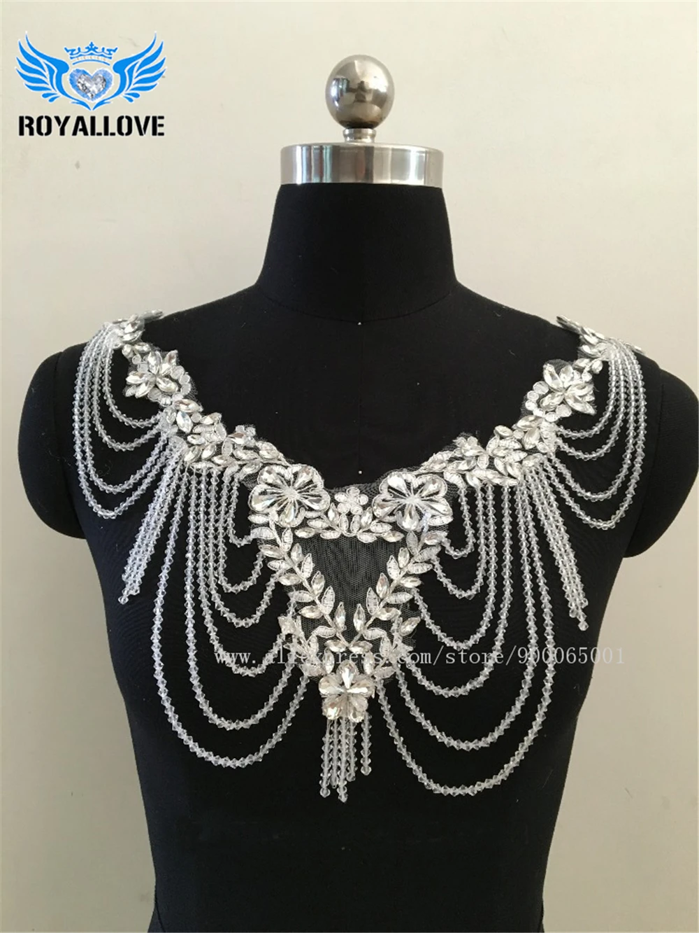 

10 pcs /lot handmade blingbling off-white flower designs shoulder bolero crystal neck trim appliques sew on wedding dress