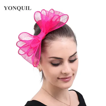 

Hot pink bowknot fedora Sinamay Fascinator Church Hat bridal headpiece for Wedding Kentucky Derby Ascot Race High quality SYF623