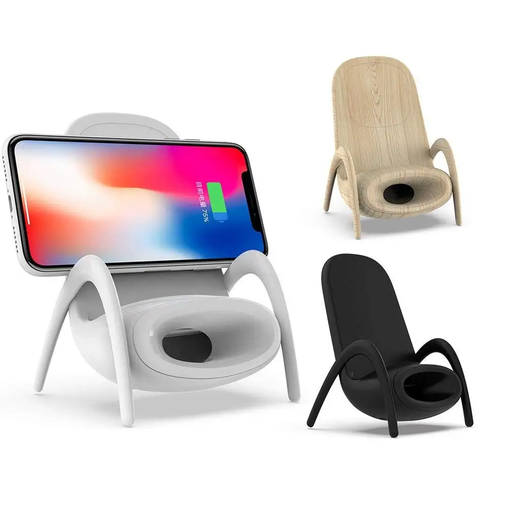 

Chair Shape Sound Amplifier Phone Holder 10W Qi Fast Wireless Charger Stand for iPhone X 8 XS MAX Desk Wireless Charging Dock