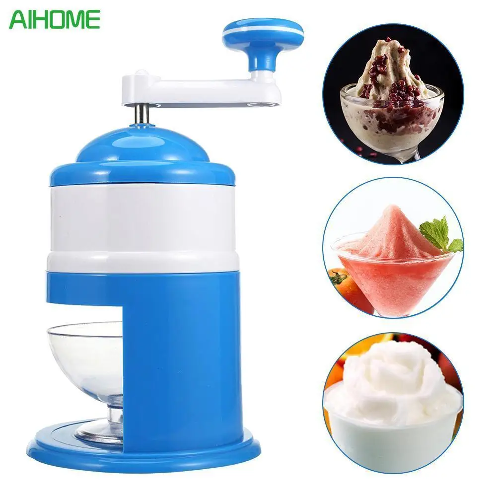 AIHOME Household Ice Crushers Shavers Portable Handheld Handstyle Snow  Manual Crushing Ice Machine Blue And White