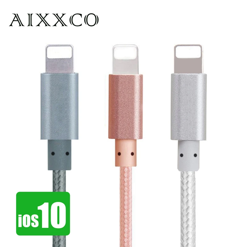 AIXXCO 2.4A 8pin Braided USB Data Sync Charging Charger Cable for iPhone 6 6S Plus 5 5S iPad Mobile phone Cables
