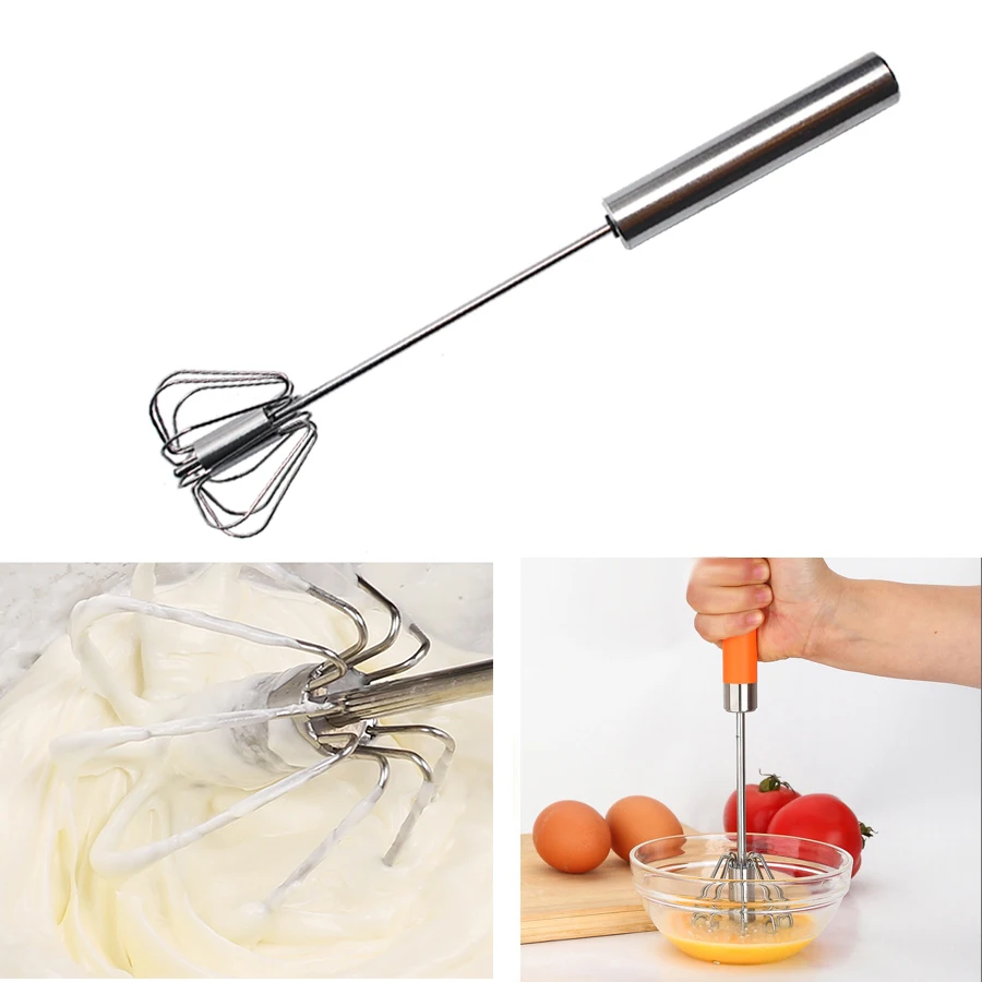 

Semi-automatick Rotate Hand Stainless Steel Egg Beaters Mixer Mixed Cream Butter Whisk Mixer Stiring Kitchen Accessories