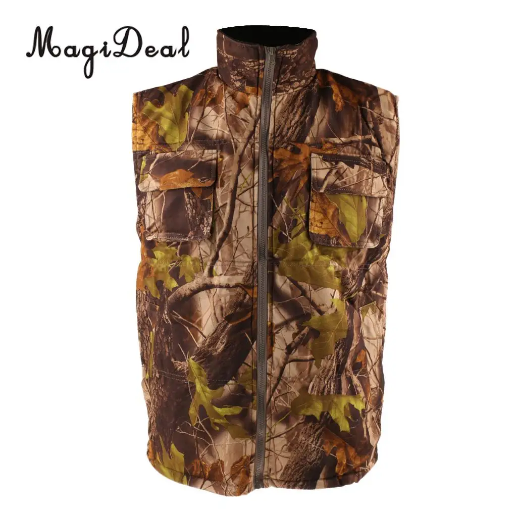 MagiDeal Men's Thermal Fleece Camo Vest for Outdoor Hunting Shooting Hiking Climbing
