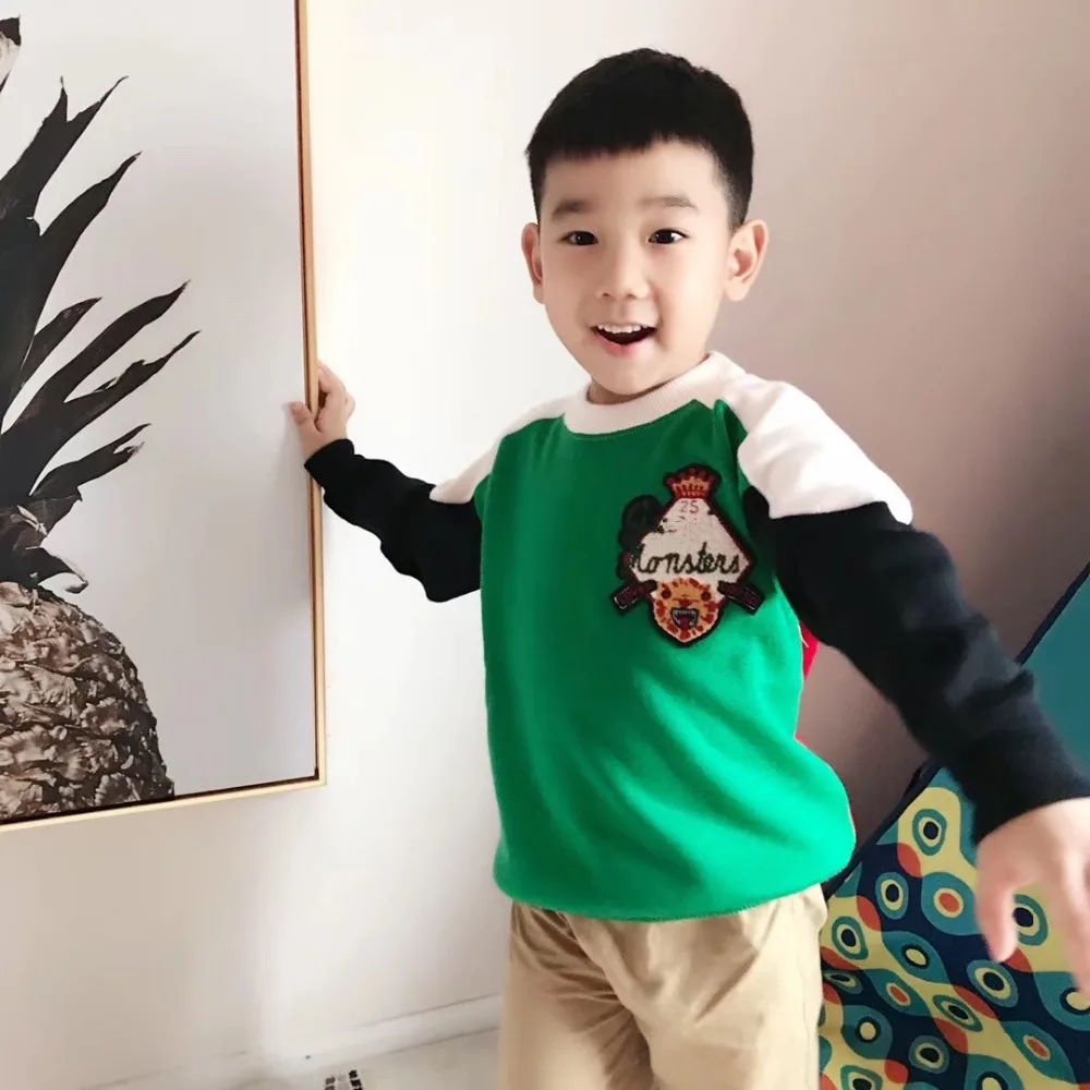 

Autumn Winter Boy Sweater Wool Knitted Pullover Cardigan For Baby Girls Boys Children Clothes Kids Infant Top