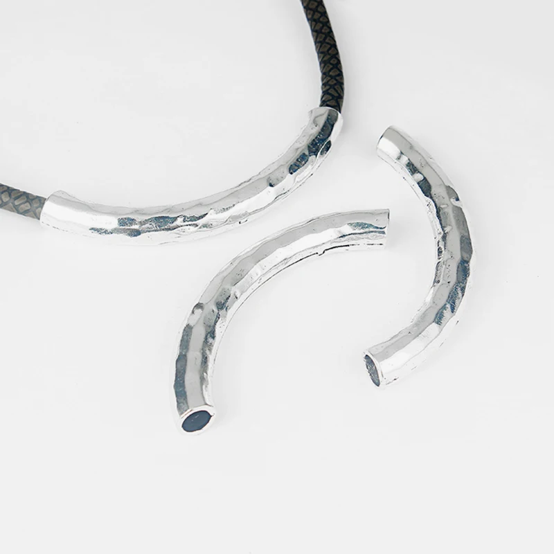 

5pcs Antique Silver Long Bent Tube Sliders Spacers For 7mm Round Leather Necklace Bracelet Making DIY Fashion Jewelry Accessorie