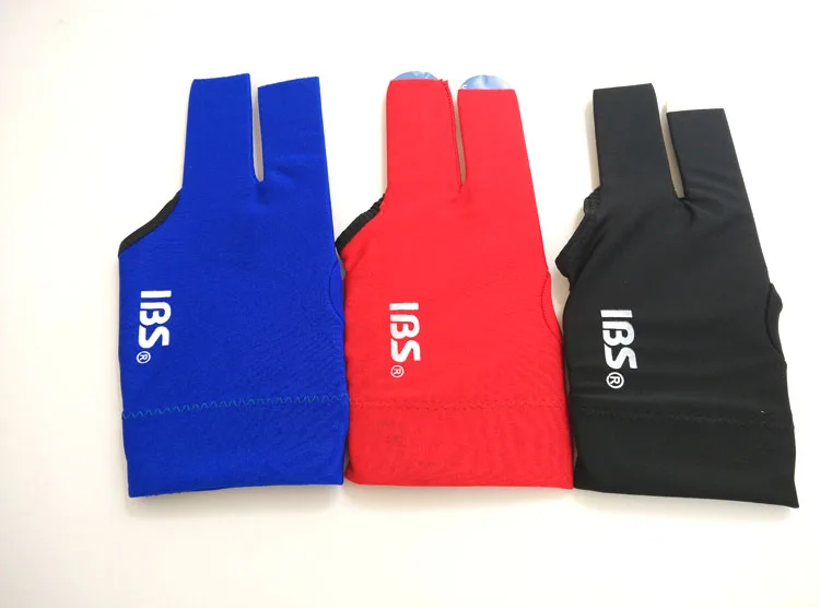 

Free shipping 10pcs/lot IBS billiard pool snooker three-fingers glove red/blue/black fabric half-finger gloves billiard suppiles