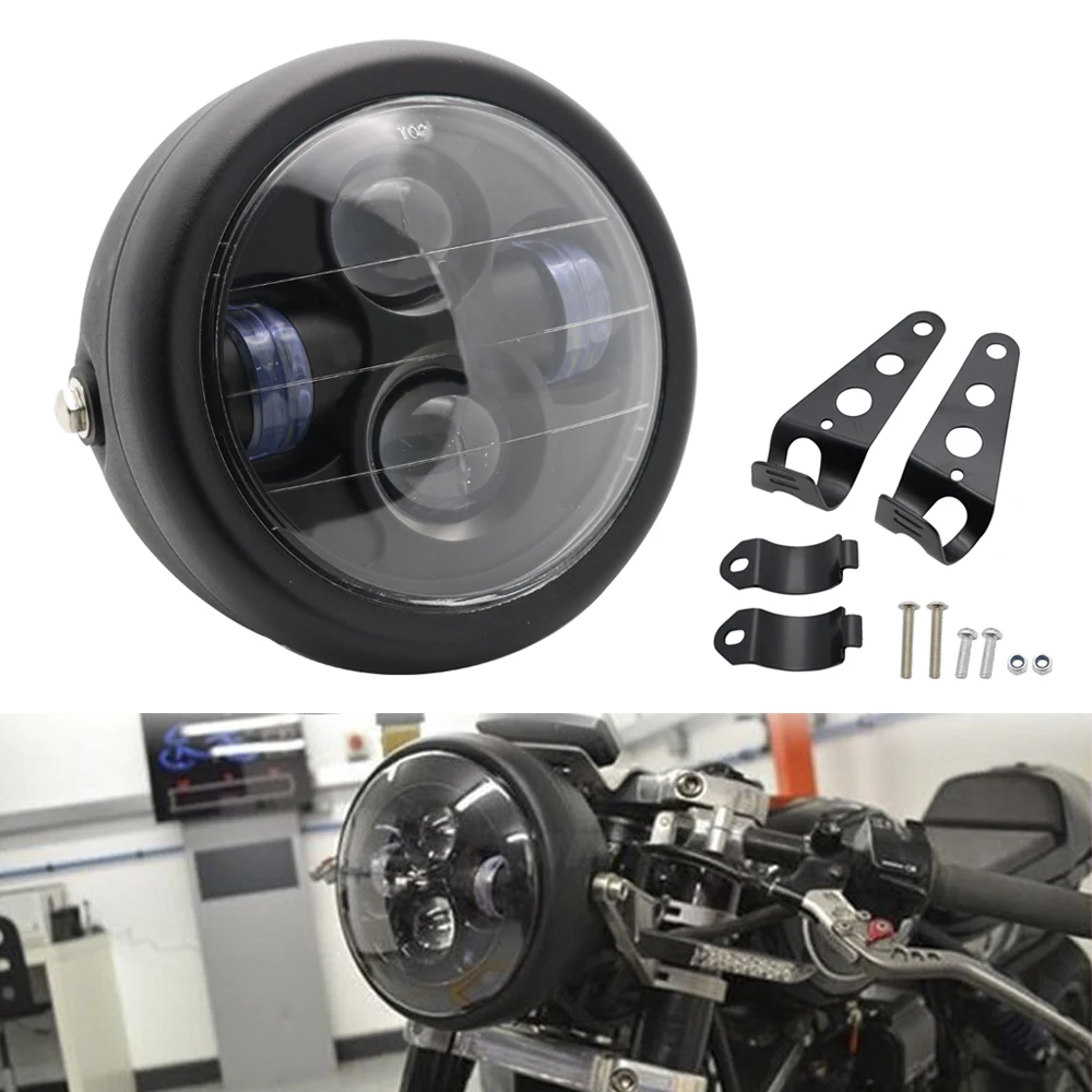 Universal Motorcycle Headlight 6.5 Inch LED Round Head Lamp Bulb for Harley Sportster Cafe Racer Bobber Cruisers Choppers (14)