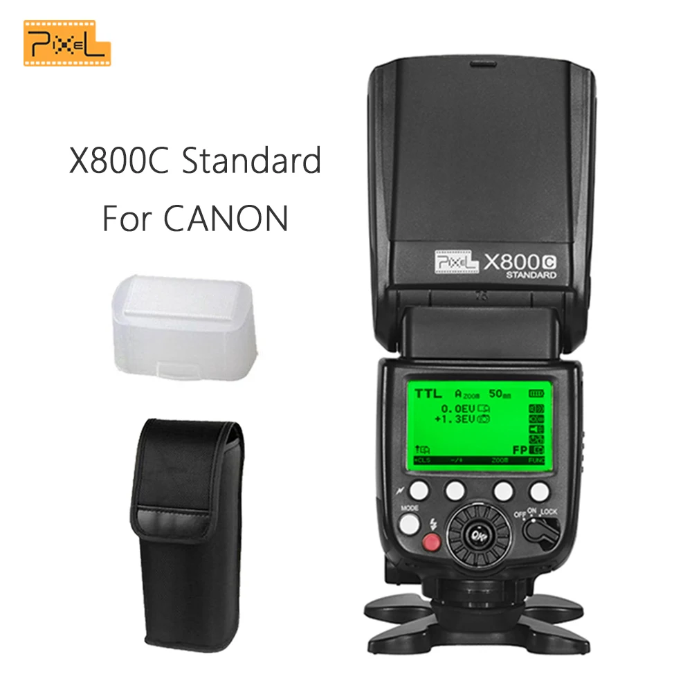 

Pixel X800C Standard GN60 flash Wireless Flash Speedlite E-TTL HSS FlashLight for Canon 5D II 5DIII 450D 550D 600D 650D Cameras