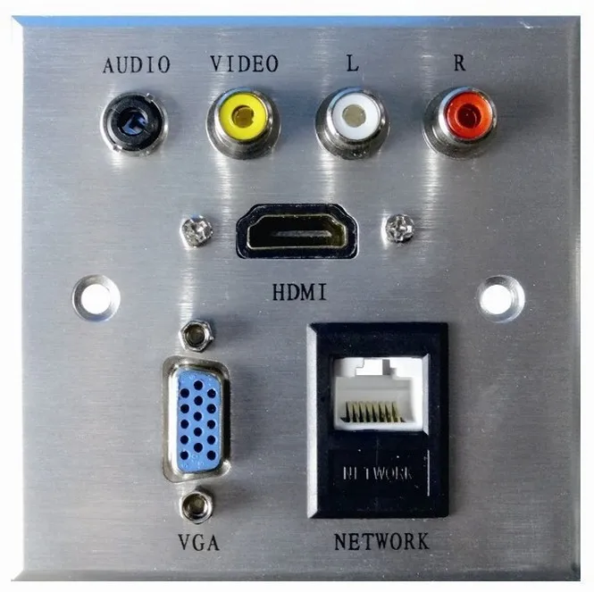 Несколько RCA настенная розетка с HDMI VGA USB, высококачественный алюминиевый сплав для гостиничных встреч использования