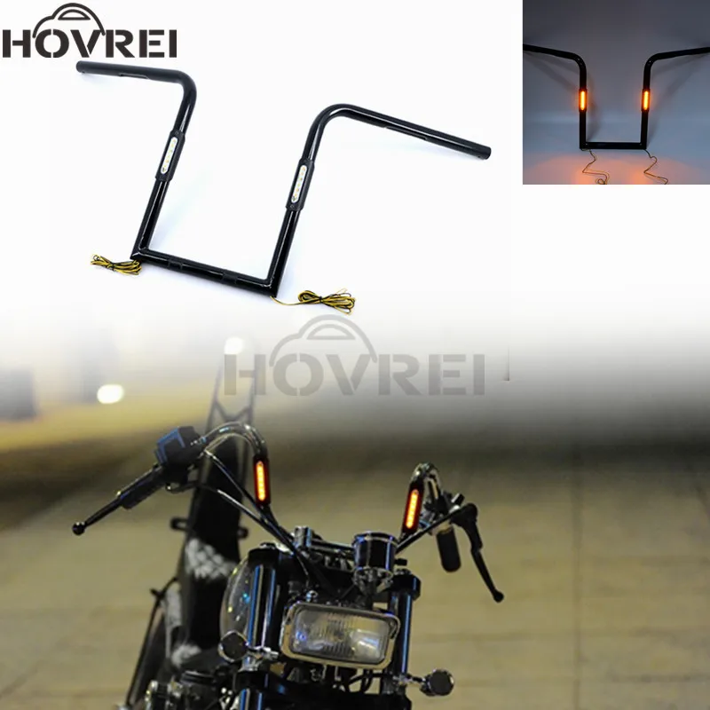 

Universal 1'' 25mm retro Motorcycle 14inch 16inch Rise Drag Handle Bars handlebar LED Turn Signal Light For Harley Honda Yamaha