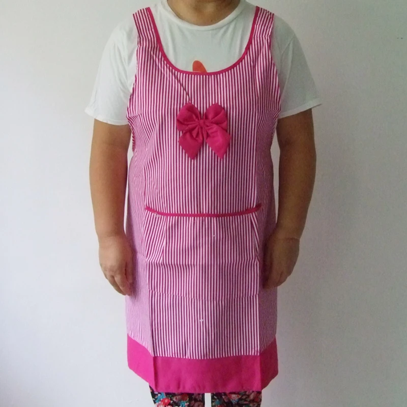 

New arrival 1Pcs cotton apron big size with butterfly column bar hot Pink color with edge