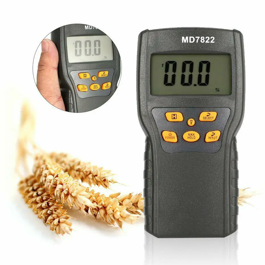 

Digital Grain Moisture Meter Analyzer Temperature Thermometer Humidity Hygrometer Water Damp Detector Tester