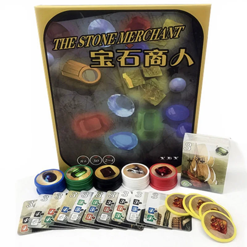 

The Stone Merchant Board Game Paper/Plastic Chips 2-4 Players Splendor Best Gift for Children Investment Game