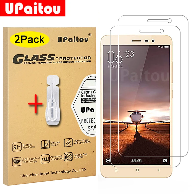 

UPaitou 2Pcs/pack Tempered glass for Xiaomi Redmi Note 3 Screen Protector glass Protective Film for Redmi Note 3 Pro Free Oil