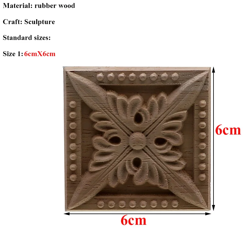 6cmX6cm Декоративные модные цветочные деревянные наклейки с резьбой Угловые аппликации рамка Стены Двери Мебель резьба по дереву деревянные фигурки ремесла дома - Цвет: 6cmX6cm