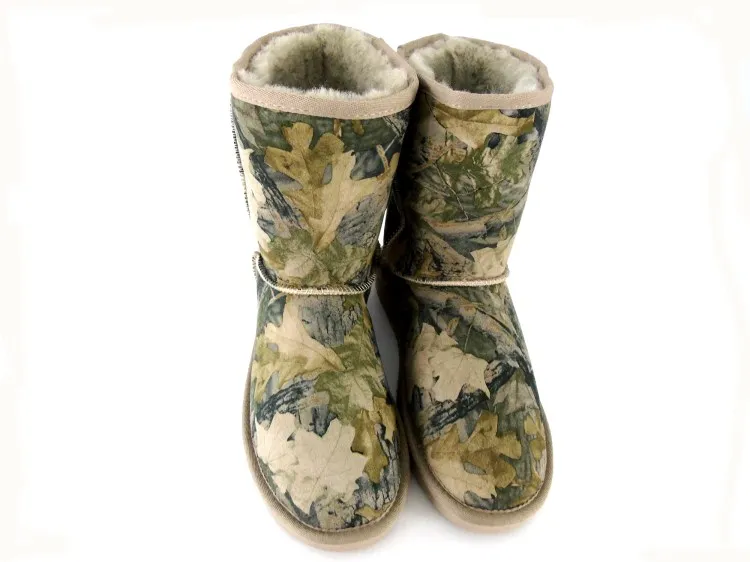 G& ZaCo/роскошные зимние женские ботинки из овечьей кожи; ботинки до середины икры на натуральном овечьем меху; хлопковая обувь; нескользящие камуфляжные шерстяные ботинки