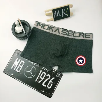 

Captain Shield print Men Boxer Underwear combed Cotton Waist Shorts Homme Sexy cartoon Underwear men Brand Boxer Sexy underwear