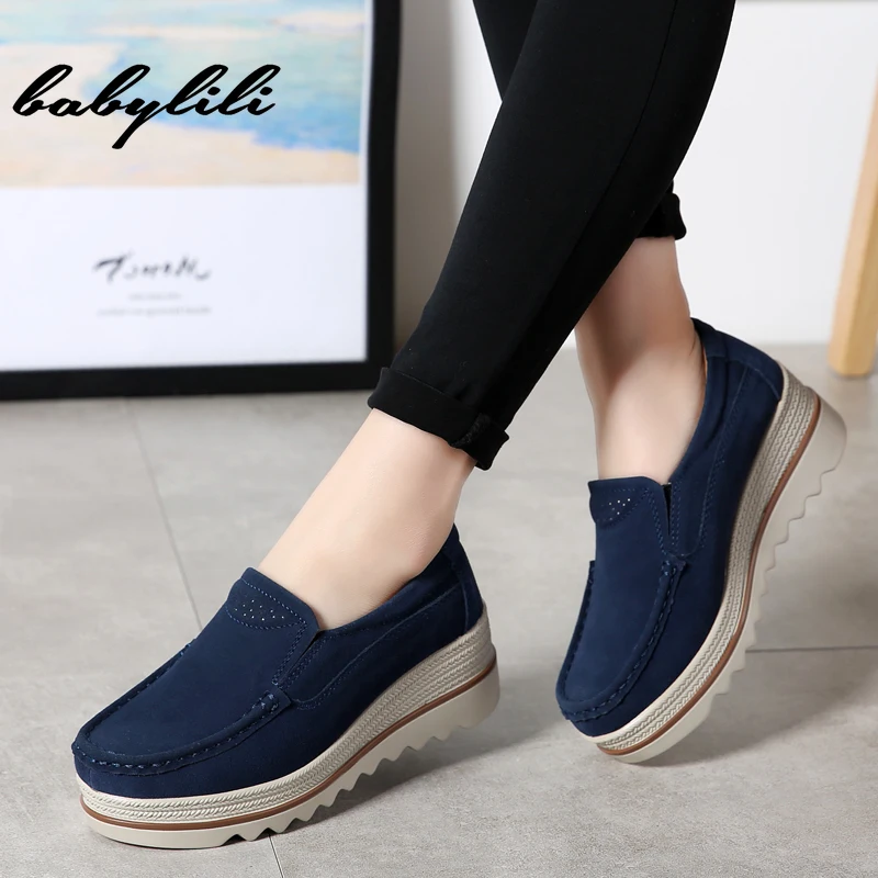 

Summer 2019 Women Flats Shoes Platform Sneakers Slip on Flats Leather Suede Ladies Loafers Moccasins Casual Shoes Women Creepers
