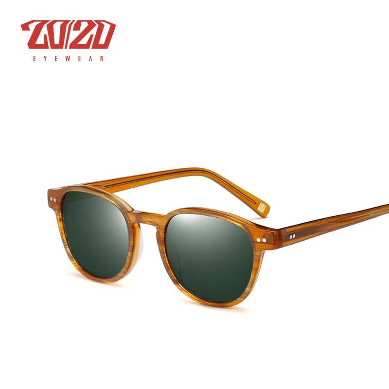 Goede Classic Gepolariseerde Mannen Zonnebril Vrouwen Merk Designer Acetaat Ronde Zonnebril Rijden Shades Unisex Eyewear Oculos AT8001