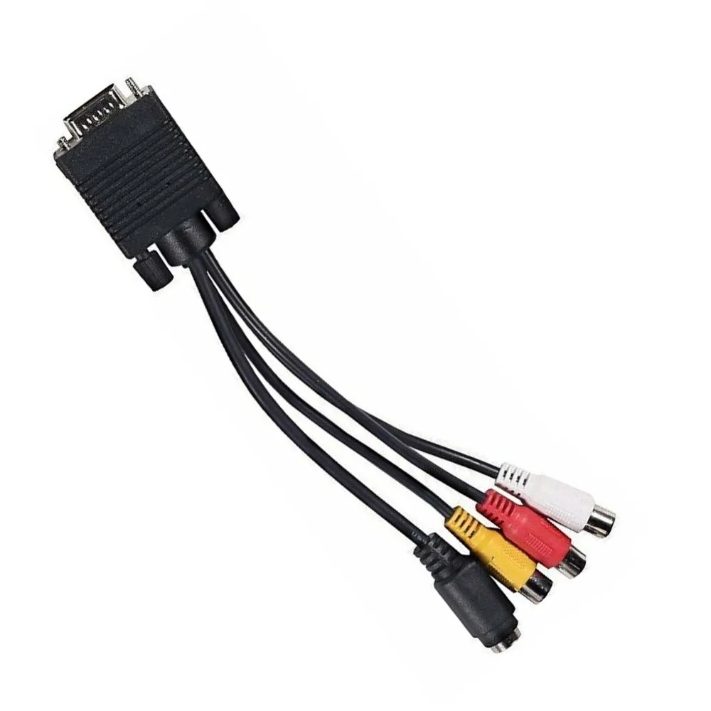 

VGA Male to S-Video 3 RCA Jack Female Composite AV TV Out Adapter Converter Connector Video Cable for Laptop PC HDTV