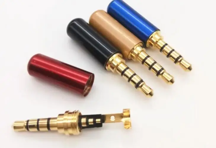 

Copper Gold Plated 1/8" 3.5mm 4 Pole Audio Jack plug with Belt Clip Solder Connector For Repair DIY Stereo Headphone Earphone