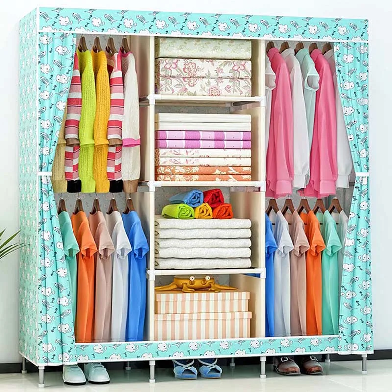 Beautiful and generous folding wardrobe reinforced dustproof wardrobe large capacity storage cloth cabinet home furniture Beautiful and generous folding wardrobe reinforced dustproof wardrobe large capacity storage cloth cabinet home furniture