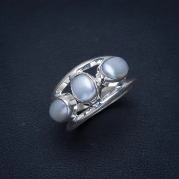 

Natural River Pearl Handmade Unique 925 Sterling Silver Ring 8 AU0030