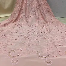 Мягкий бархатный материал наилучшего качества африканский тюль сетка кружева JRB-121113 с бисером для распиловки платье Мода Вышивка кружево ткань