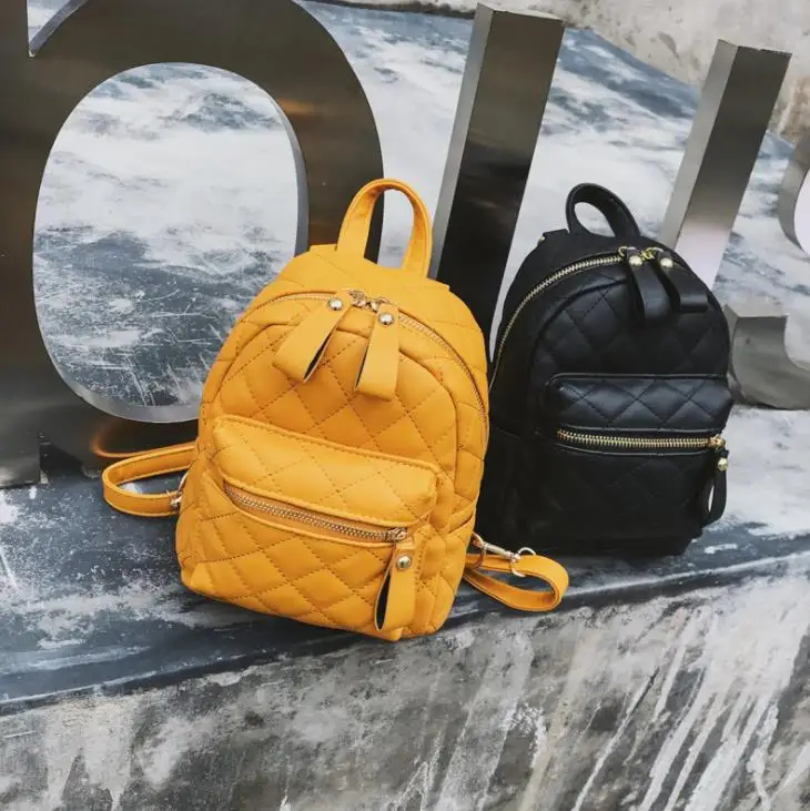 

Mini diamond stylish PU leather bag female new Korean outdoor backpack shoulder bag schoolbags for teenager solid bookbags