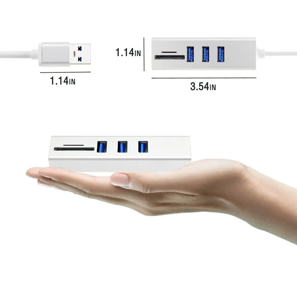 IG-5-In-1 USB 3,0 концентратор и кард-ридер, включает в себя 3-Порты и разъёмы USB 3,0 концентратор, Micro USB и SD кард-ридер, и заряжать или подключите графический планшет USB устройств