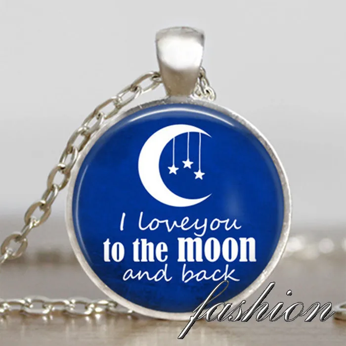 Ожерелье с надписью I love you to the moon and back темно синий подарок на день Святого