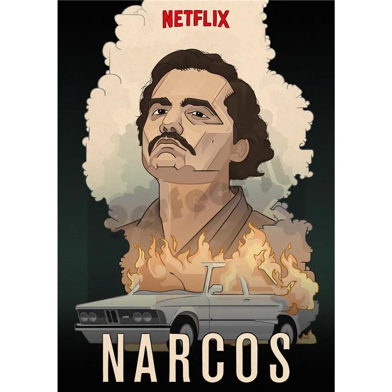 Narcos украшение для домашнего интерьера Крафт Фильм плакат рисунок core наклейки на стену - Цвет: Тёмно-синий