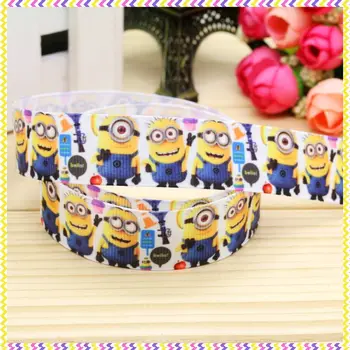 

7/8'' Free shipping birthday minions printed grosgrain ribbon hair bow headwear party decoration wholesale OEM 22mm H4491