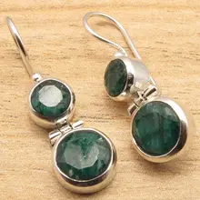 De Gama alta MODERNISTA emrald 2 Gema Verde Pendientes! Plateado NUEVO