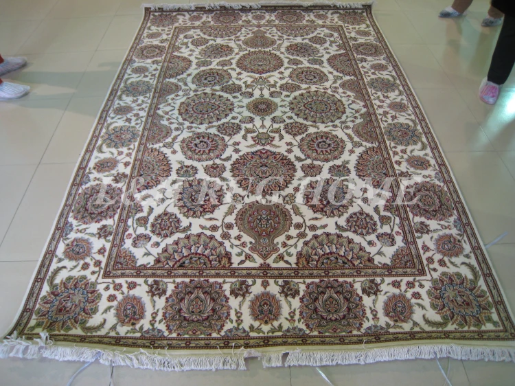 

Free shipping 6'X9' 200 Line Hand-knotted Persian Rug, 100% New Zealand Wool and Silk Persian Carpet, silk flower, silk warp