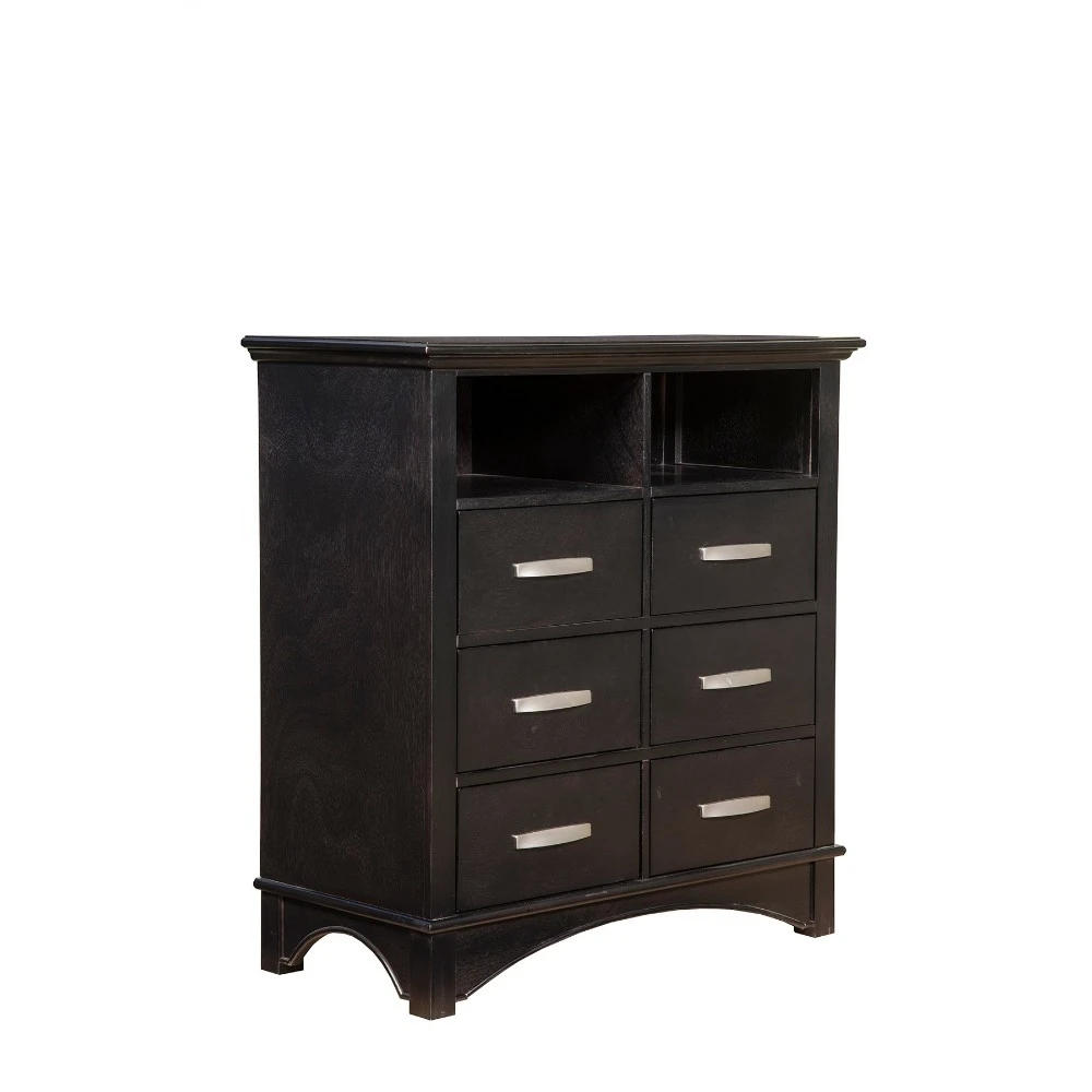 Mahogany Wood TV Media Chest  With 6 Drawers Espresso Brown (1)