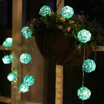 

5m 20 Rattan Balls Led Christmas Lights Garland Lights AC Plug String Fairy Lights Guirlande Lumineuse Exterieur Home decoration