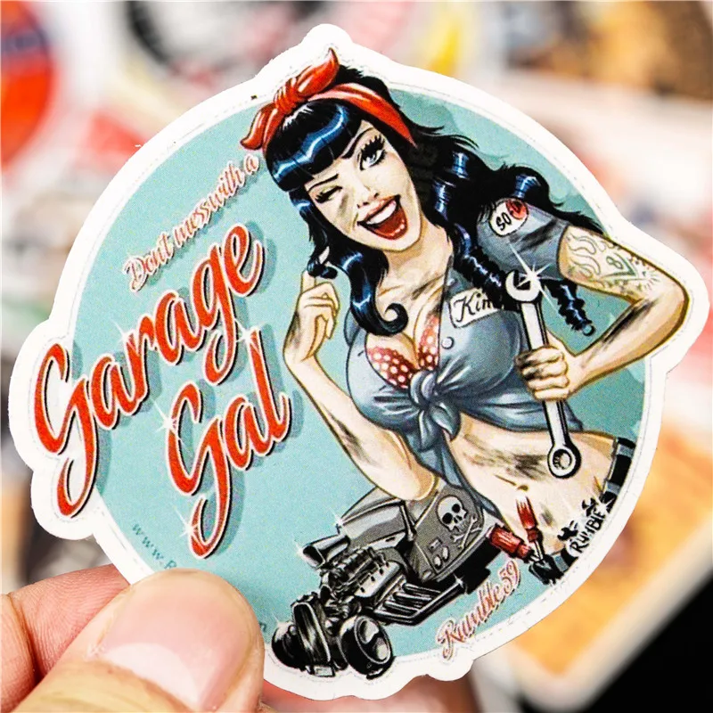 Vintage Motor Girl Stickers Gran Torino Pattern Sticker For Skateboard Guitar Luggage Motorcycle Laptop Sticker (12)