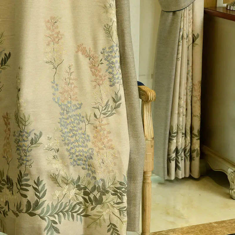 Европейская Вышивка Роскошный 4D жаккард Высокая затенение гостиная спальня кашемир французский окно роскошная вилла вуаль занавес - Цвет: Curtain