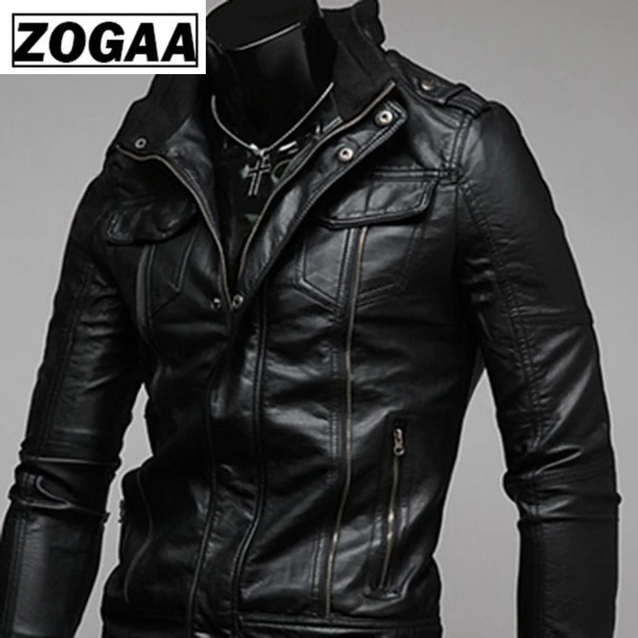 

ZOGAA 2019 Hot Sale Gentlemen Cavalier PU Leather Jacket Vintage Retro Moto Faux Punk Leather Jackets Motorcycle Clothing Coats